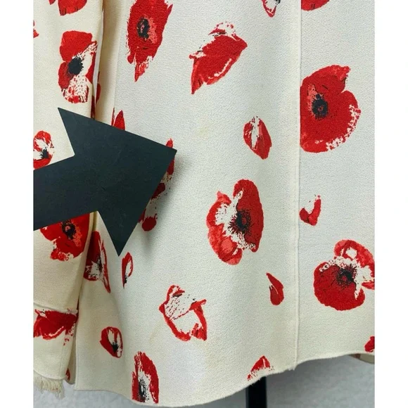 PROENZA SCHOULER • Cream/Red Poppy Print Long-Sleeve Crepe Blouse, 6 - Picture 11 of 16